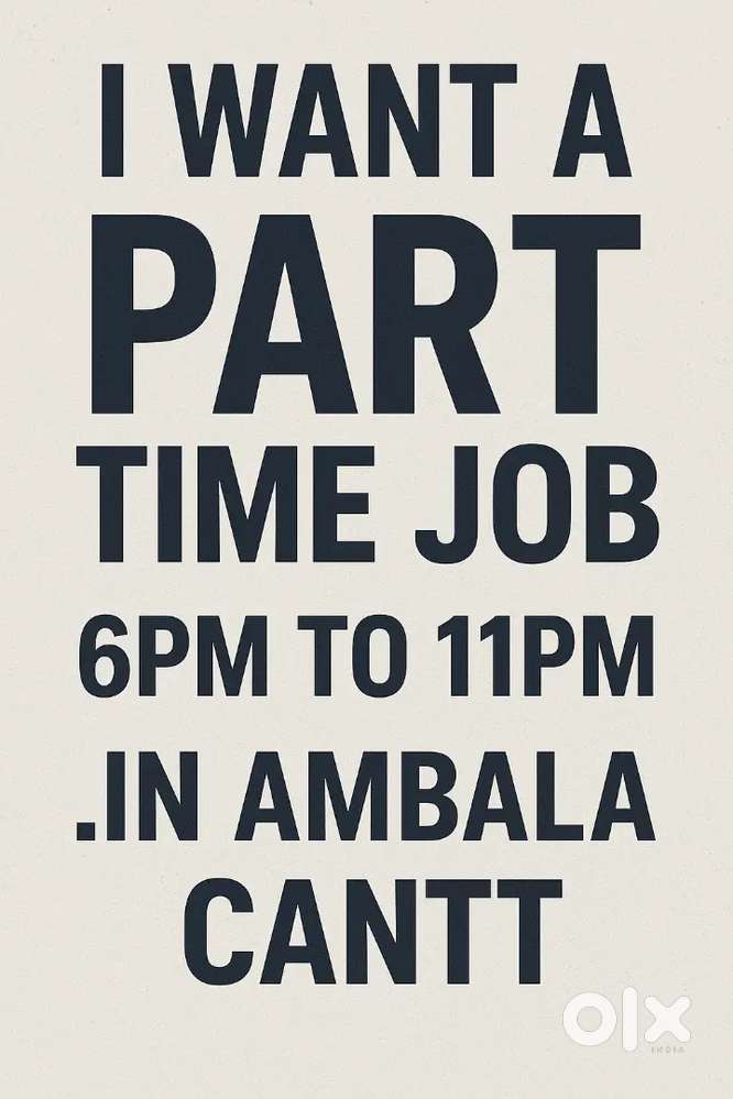 I need a part time job in ambala cantt