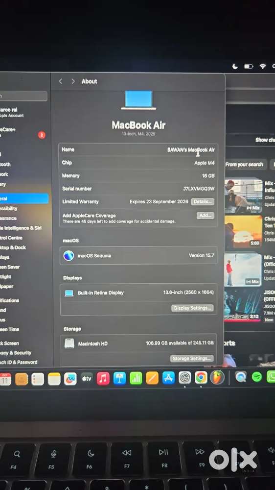 1 month old macbook m4 brand new condition