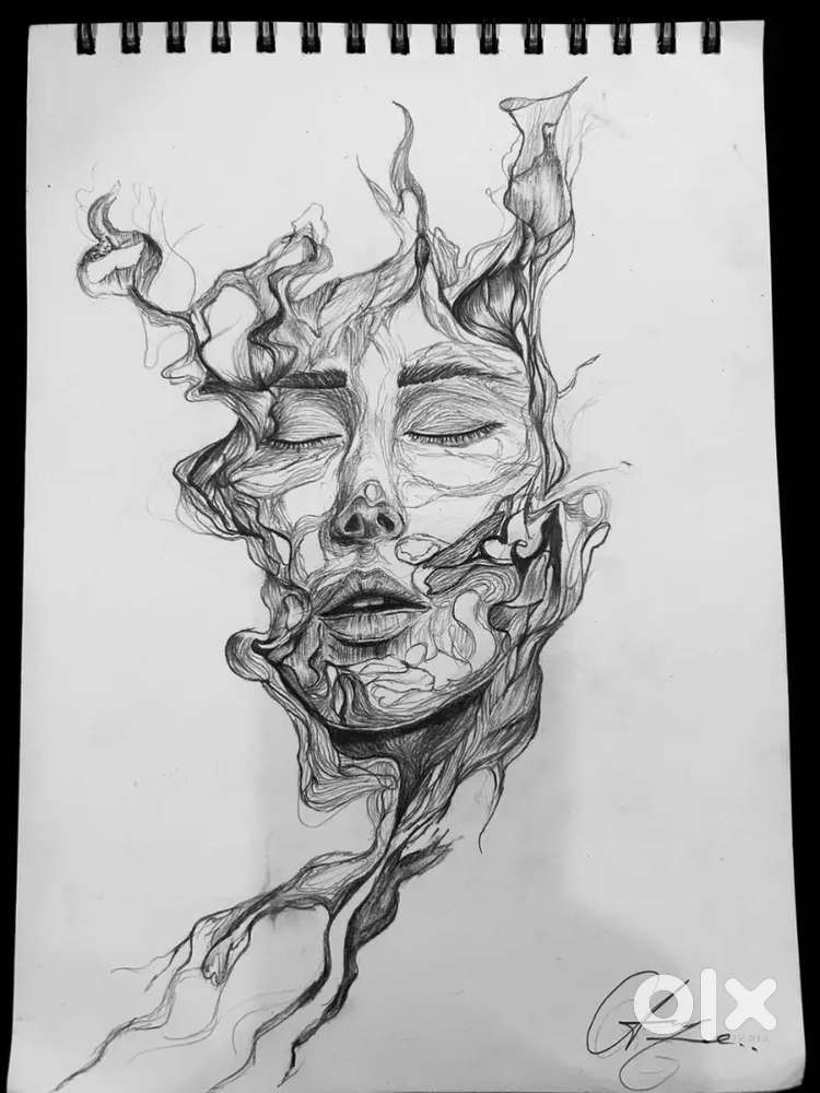 *A sketch of a surreal flowing face*