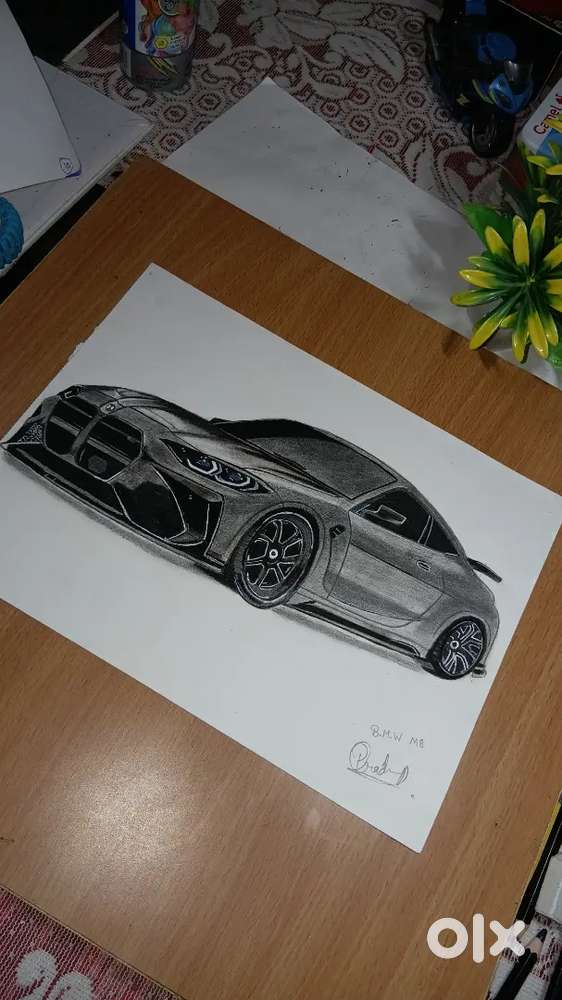 Bmw art drawing with lamination