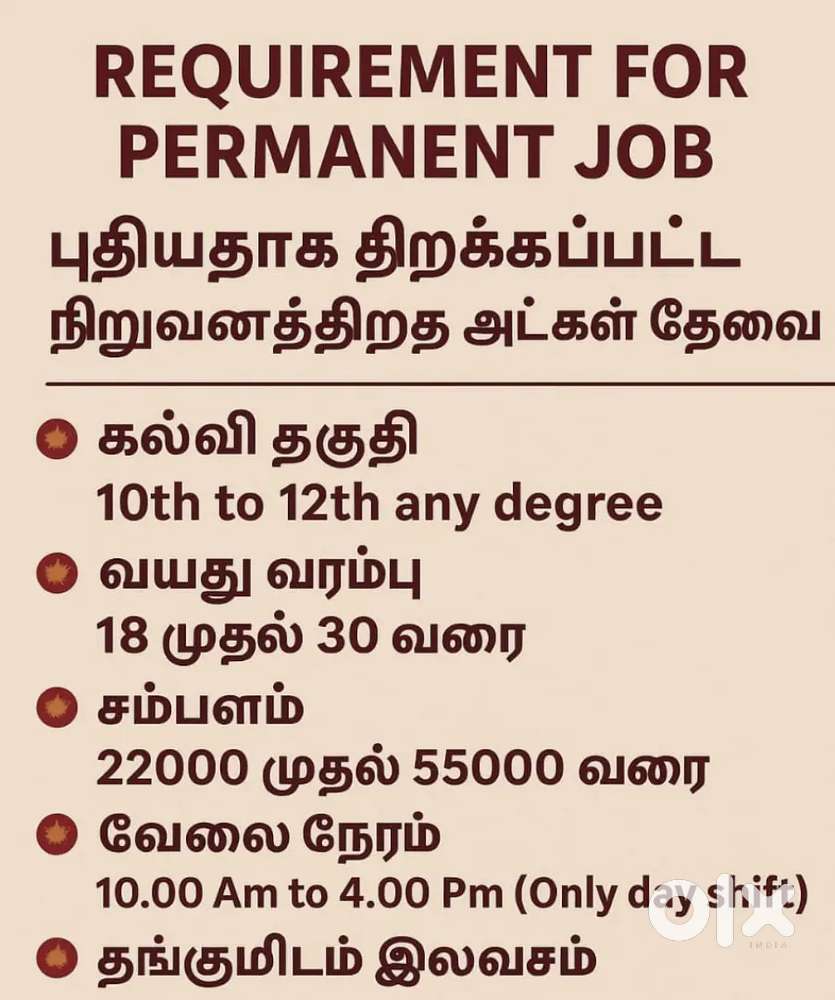 PERMANENT JOB VECANCY AVAILABLE