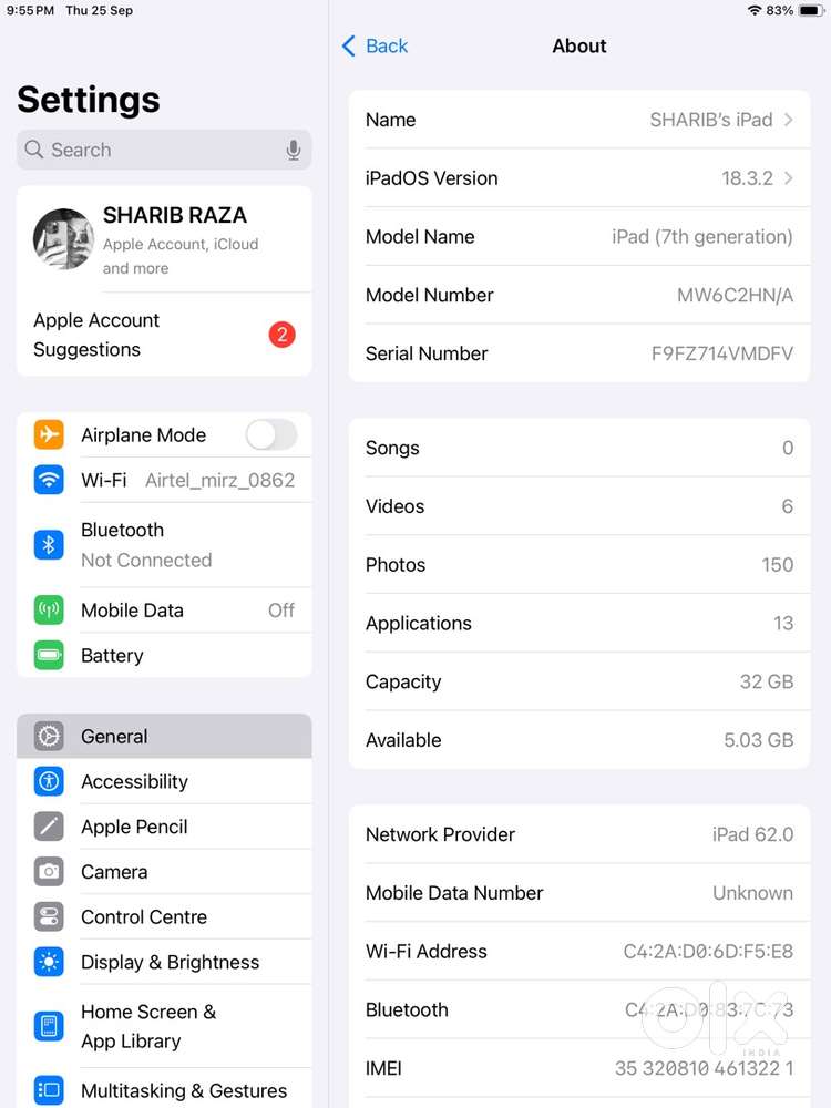Apple iPad (7th Generation) – 32GB urgent Sell