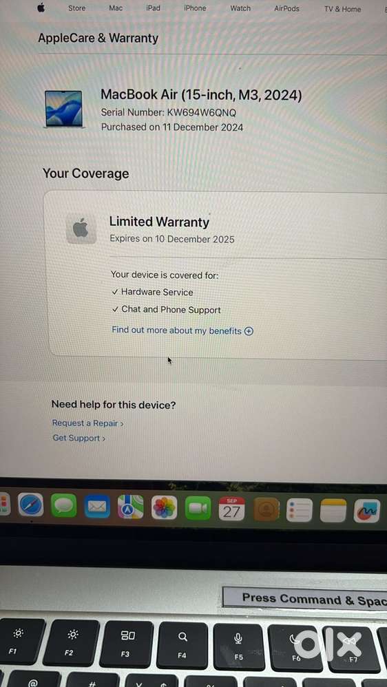 UNDER WARRANTY BRAND NEW APPLE M3 MACBOOK AIR 512gb 24 Gb Ram