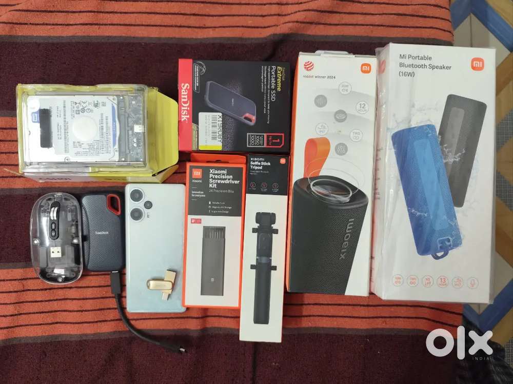 poco f5, sandisk,wd hdd,mi, xiaomi bluetooth
speaker,