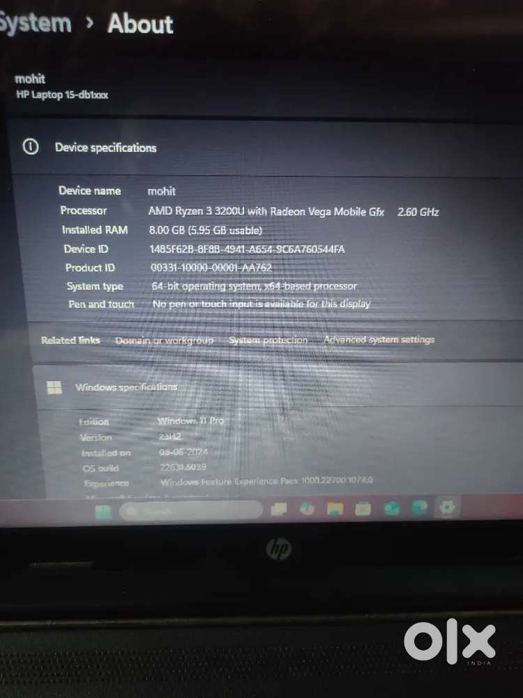 HP laptop  ryzan 3 1tb hhd 255 SSD hai arjant sale