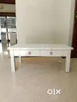 White Wooden Coffee Table with Storage Drawers