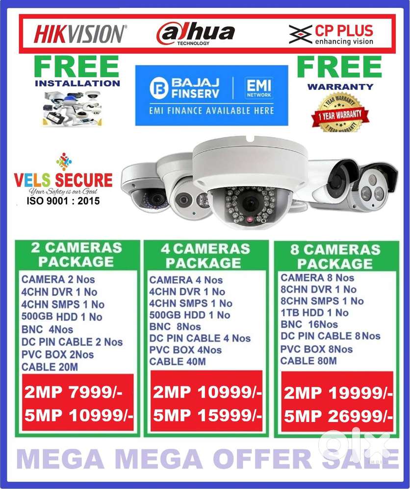 MEGA   DECEMBER MONTH  SALE 2MP  DAHUA or CP PLUS or HIKVISION  CCTV C