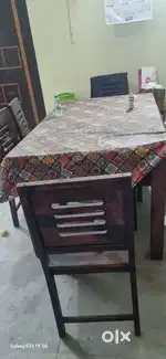 Strong seasame wood new 6 seater dining table with 6 chairs