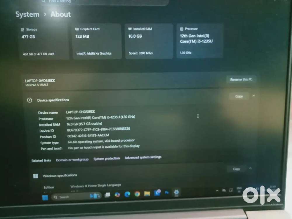 Laptop lenovo 12th generation i5