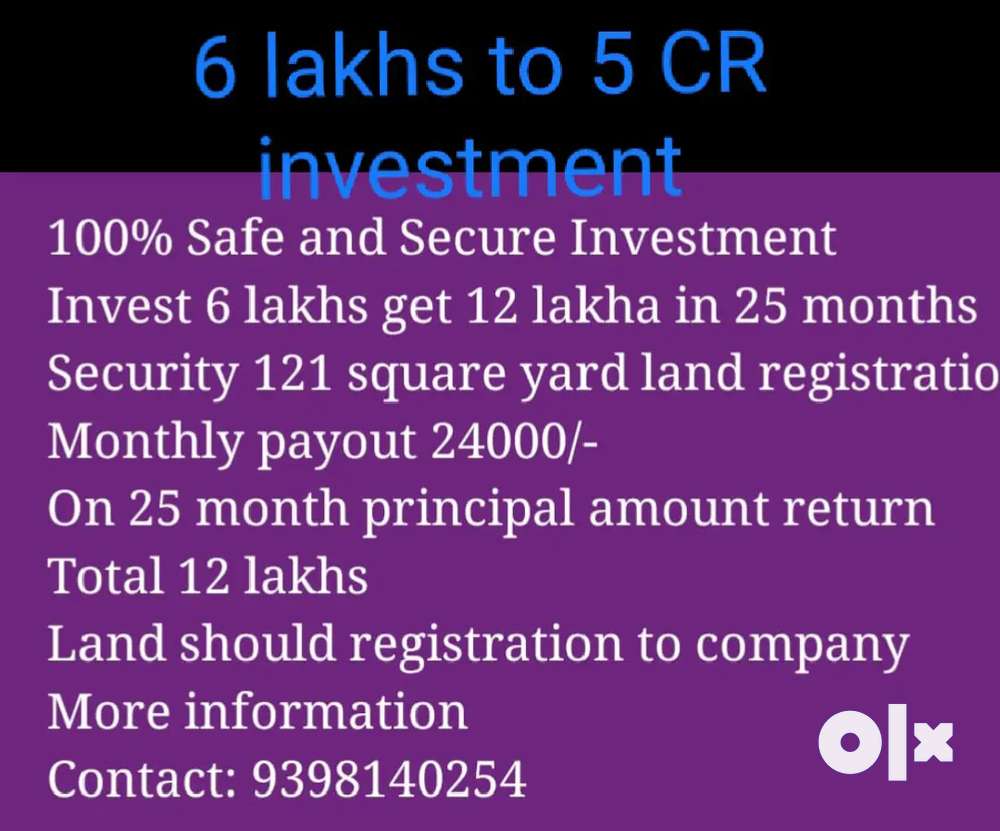 Invest 10 lakhs and get 20 lakhs in returns@ hyd