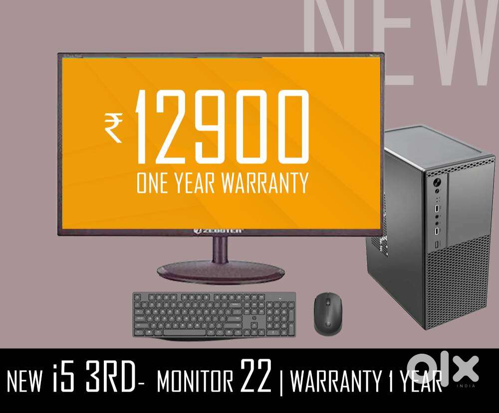 CPU i5 rd gen  22 inch monitor  computer set new  warranty 1 year