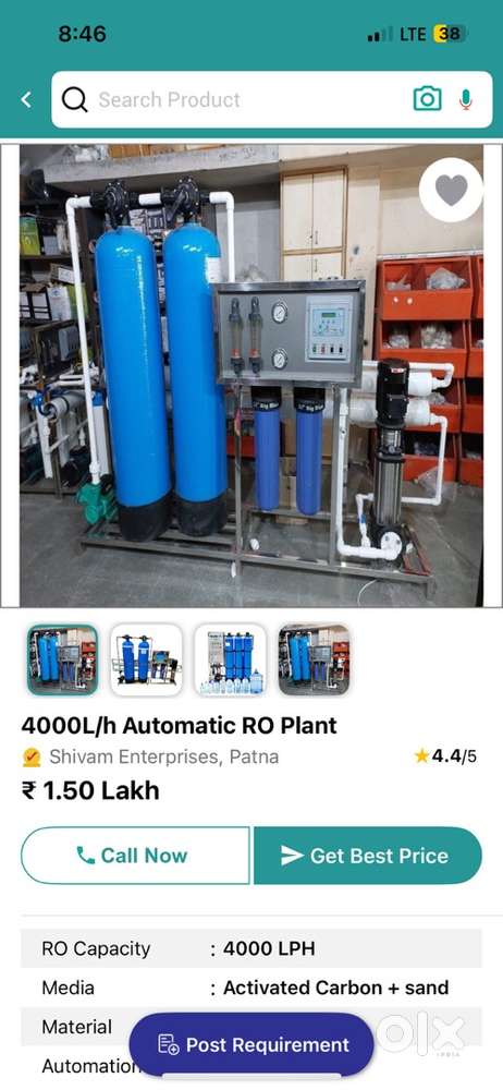 Ro plant 1000L 3 phase