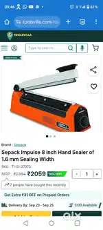 Sealing machine just 1week old