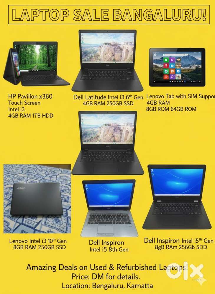 Dell HP Lenovo acer Apple used laptops available good working conditio