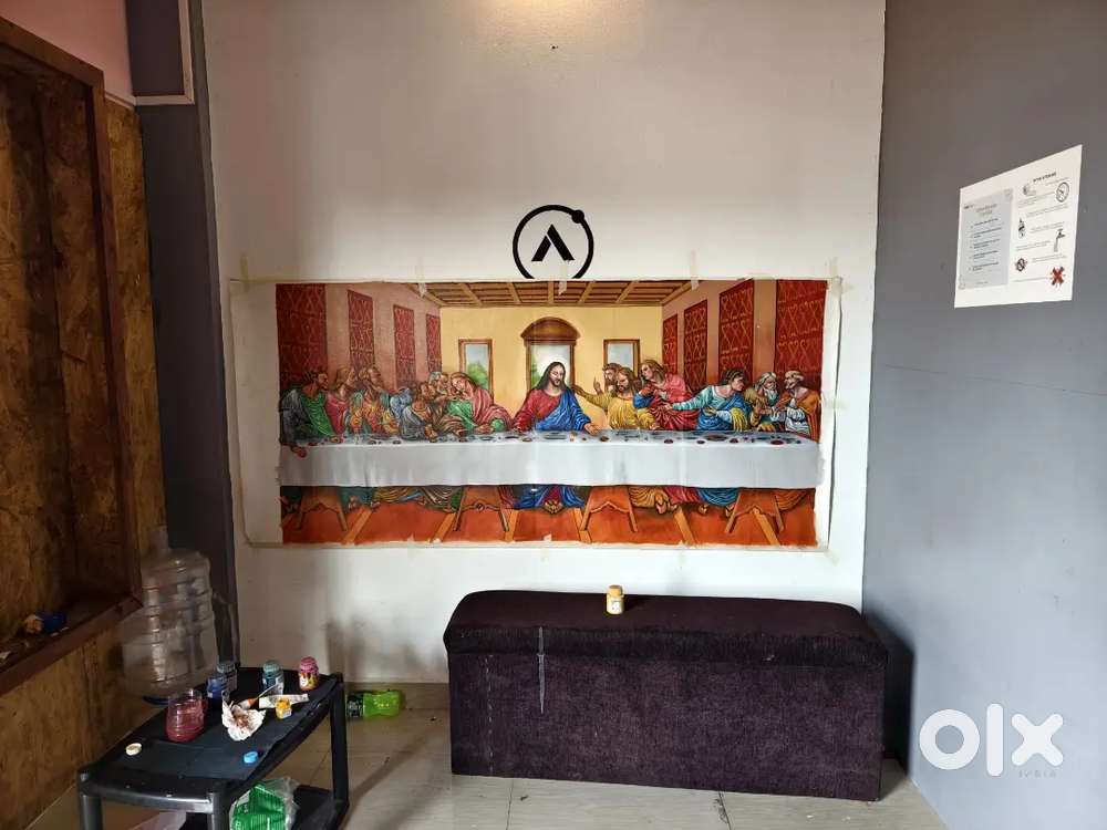 7 feet last supper orginal canvas art