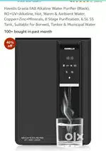 Havells Gracia FAB Alkaline Water Purifier (Black), RO+UV+Alkaline, Ho