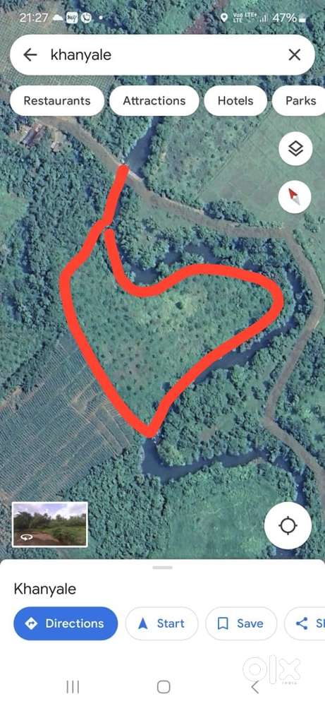 3 side riverfront, 13600 sqr mtrs land parcel at dodamarg. Best deal