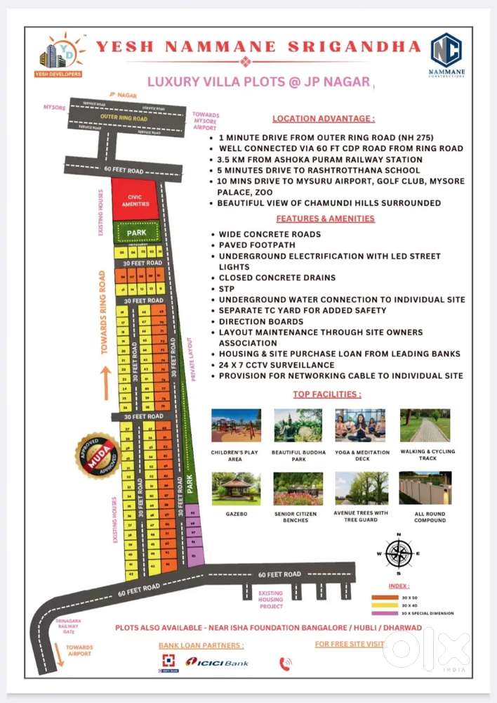 30x40 MUDA APPROVED PLOTS NEAR JP NAGARA RING ROAD MYSORE