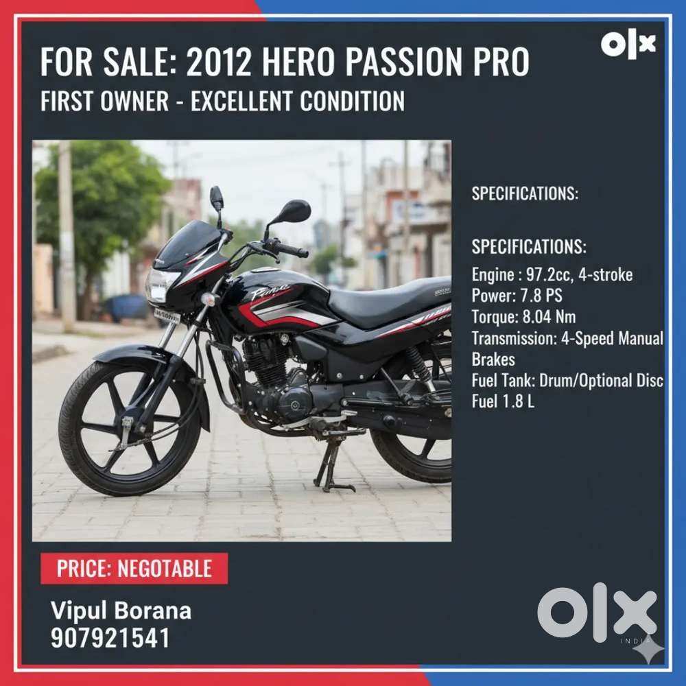 HERO PASSION PRO 2012 FOR SALE