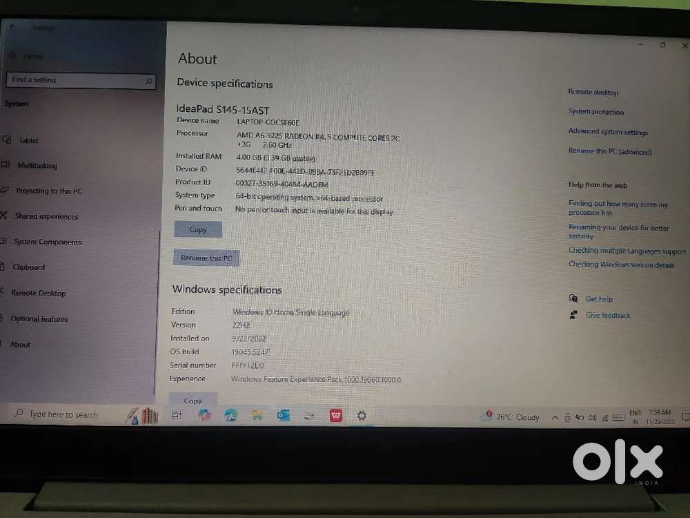 Lenovo Ideapad S145 Laptop for Sale – Good Condition