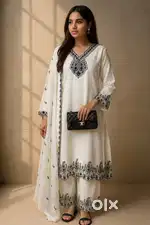 white georgete embroidery duapatta set