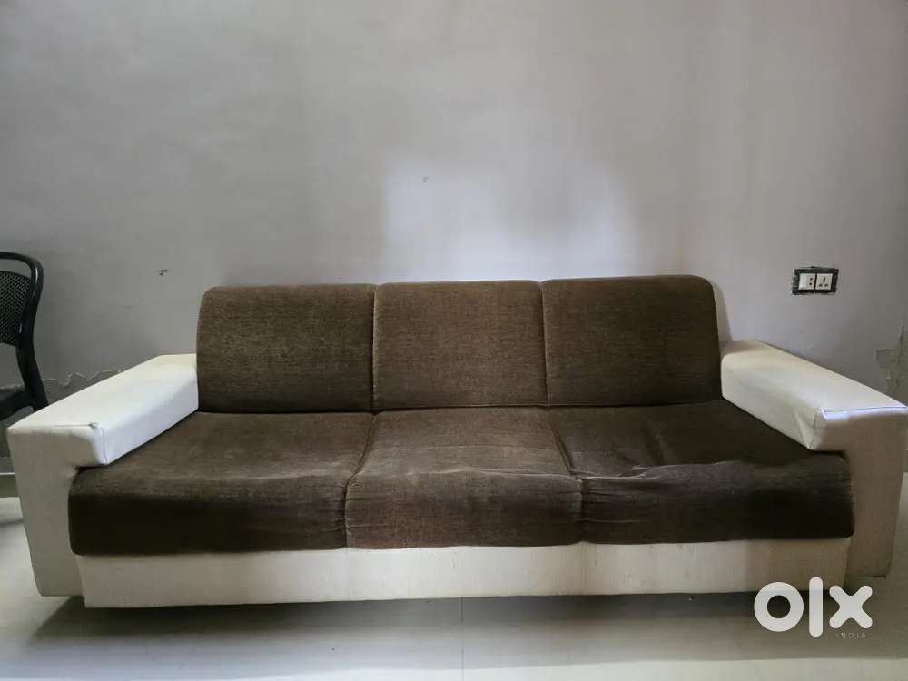 Brown/ beige 3 seater sofa - set of 2