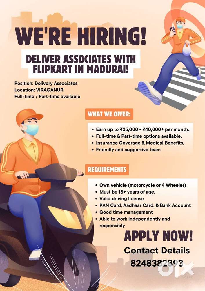 Delivery Associates Wanted – Madurai (Viraganur)