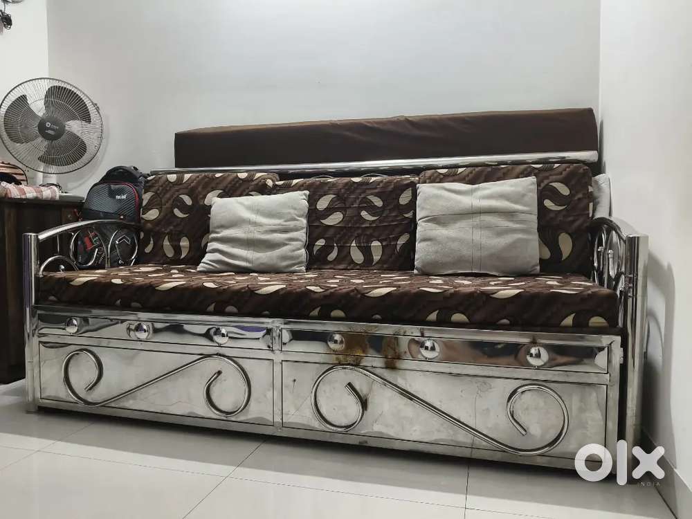 Steel sofa come bed good condition
