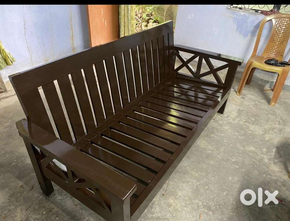 Wooden sofa with center table