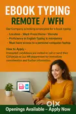 Ebook Typing - Remote/WFH   Our Company is looking for highly committe
