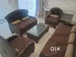 7 Seater Wooden Sofa with 3 glass table (1 center & 2 side table)