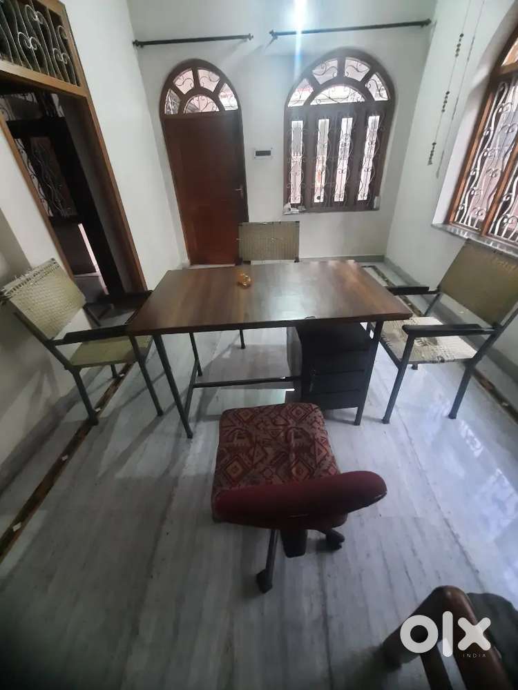 Office Table, Chairs, Office racks.