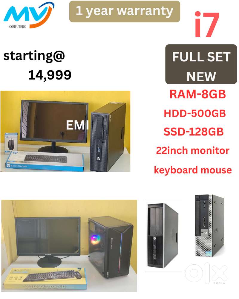 1- Year Warranty  Desktop Laptop CPU Full Set i3-i5-i7 Available