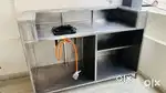 steel counter with gas burner