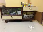 Solid Wooden Storage Cabinet with Glass Display – Termite Proof