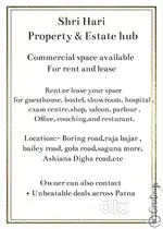 Commercial space available on ground floor,first floor