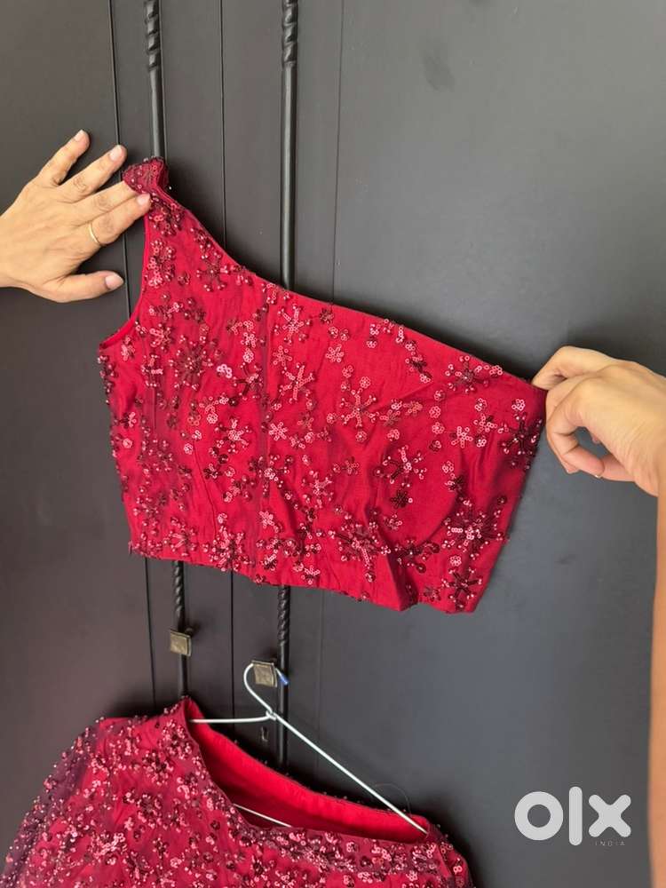 red lehenga - 3 pc set