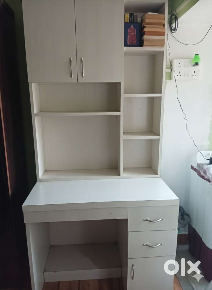 White wooden study storage cabinet