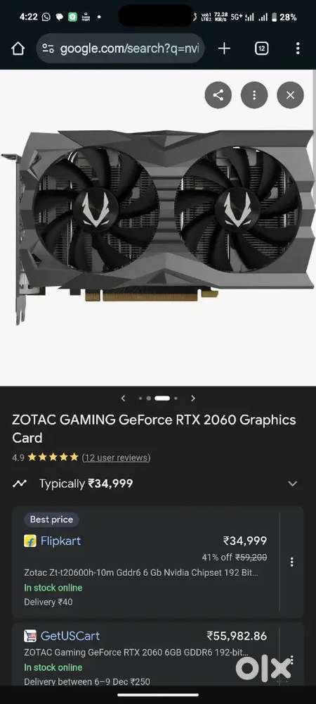 Nvidia GeForce rtx2060 graphics card