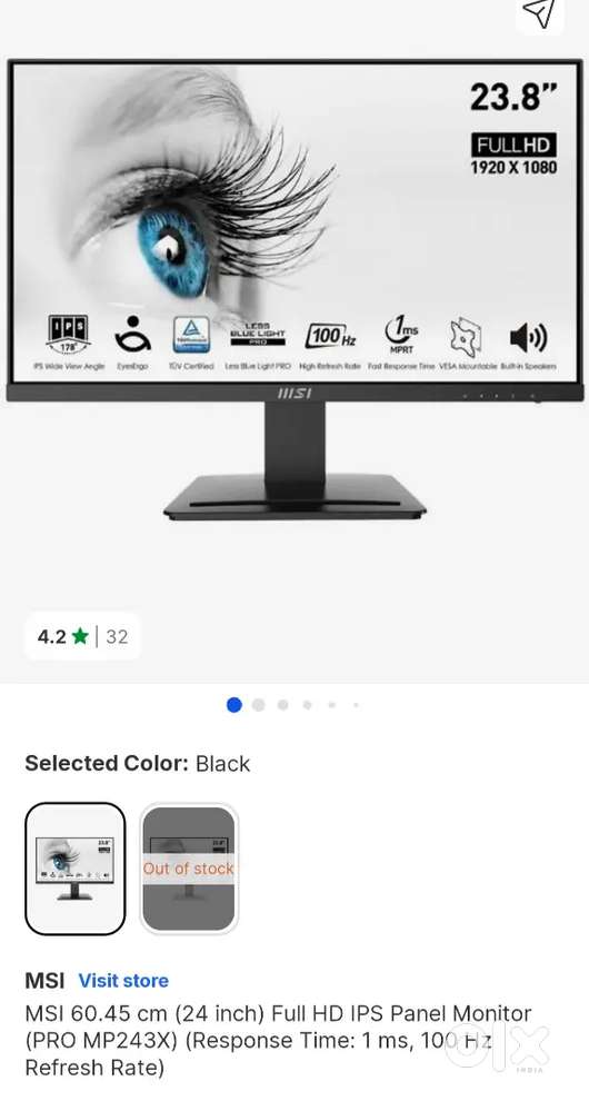 MSI 24 inch 100HZ refresh rate