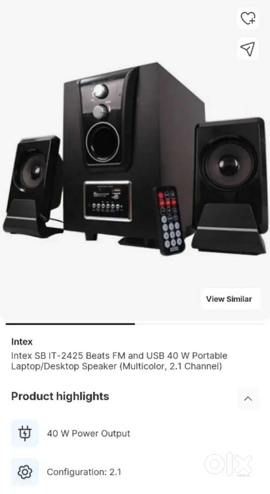 Intex 2.1 Multimedia Speaker (1 subwoofer & 2 speaker)