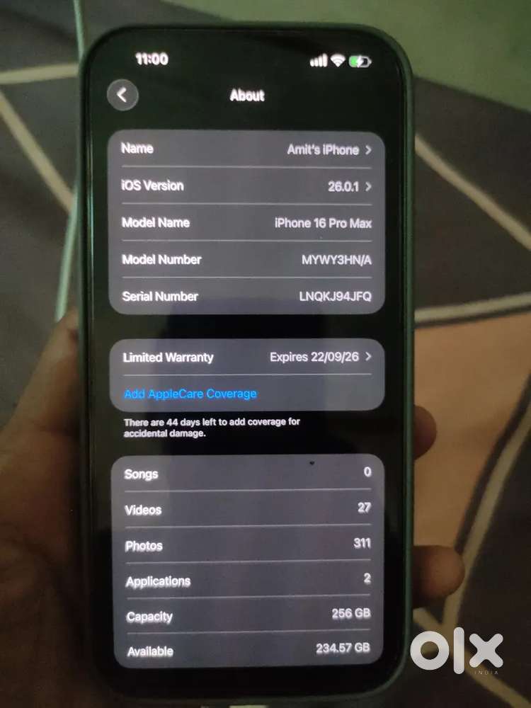 Iphone 16 pro max 10 day old, india