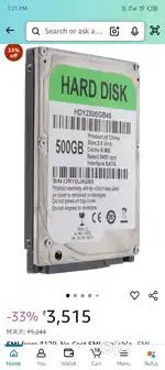 500gb internal Hard drive