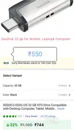 Toshiba 500 gb new hard disk & 32 gb SanDisk pendrive for mob, pc