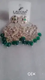 Stone and pearl jewellery bottle green colour oxetise jewellery