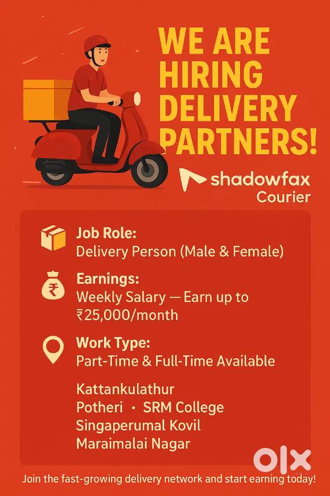 Wanted delivery person for shadowfax courier