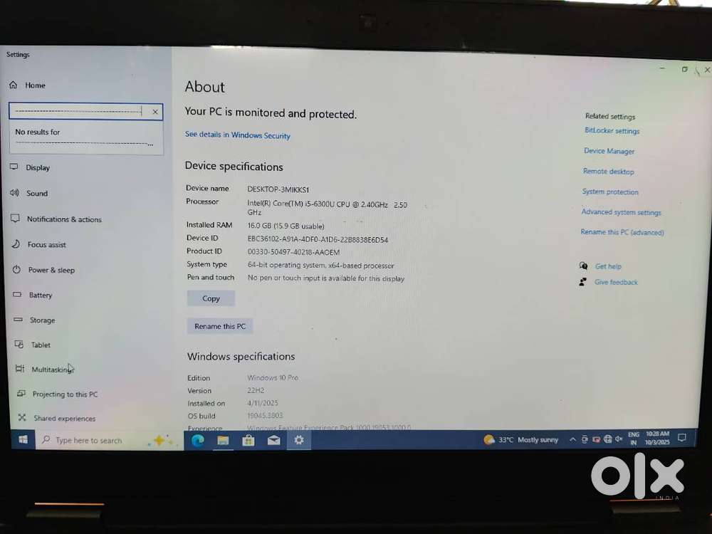 Dell leptop 16gb ram 256gb SSD