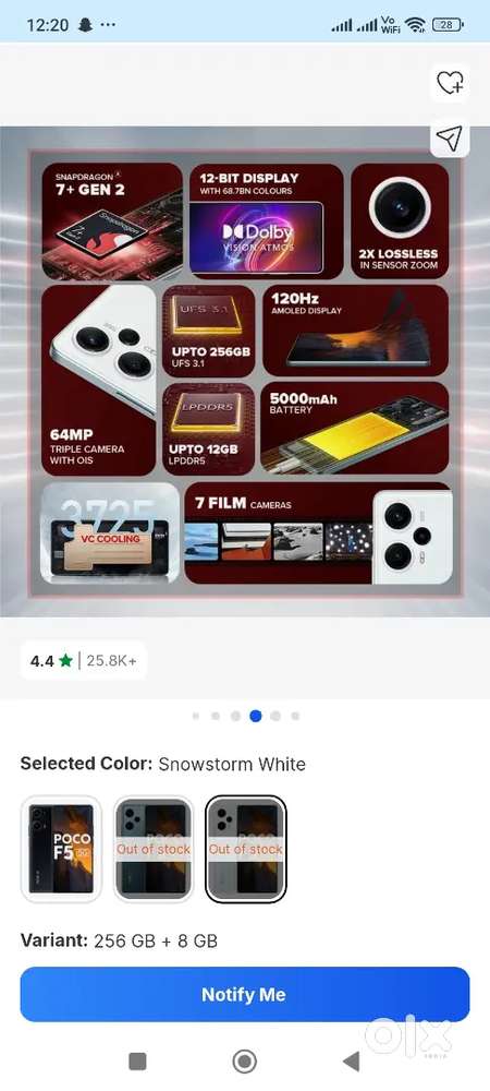 Poco F5 8GB RAM 256 GB internet memory