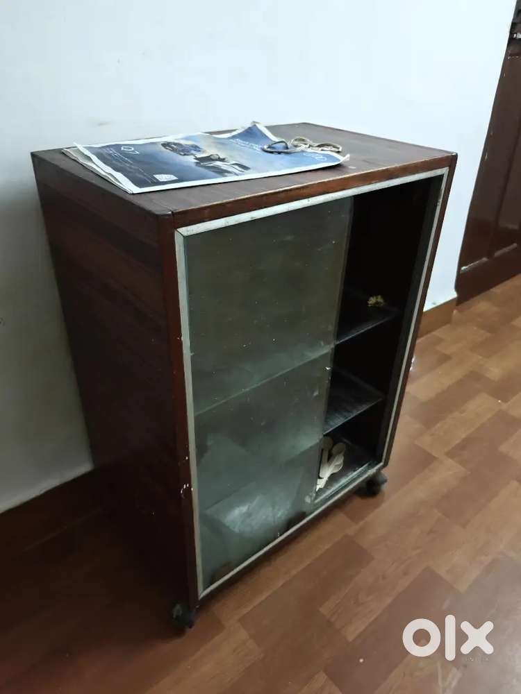 Wooden Cabinet with sliding glass