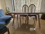 Solid Teak Wood Dining table with Glass top with 4 chairs